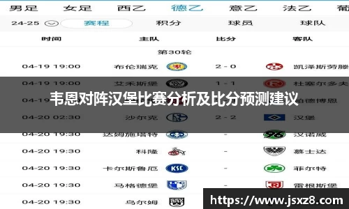 韦恩对阵汉堡比赛分析及比分预测建议