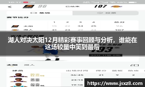 湖人对决太阳12月精彩赛事回顾与分析，谁能在这场较量中笑到最后